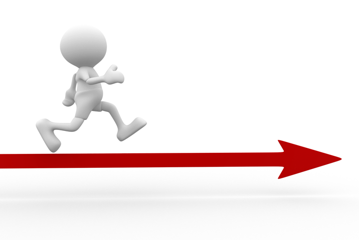 Figur auf roten pfeil